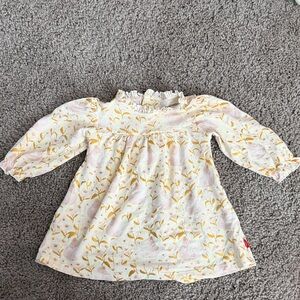 Magnetic Me Cream Dress with Yellow Floral Design